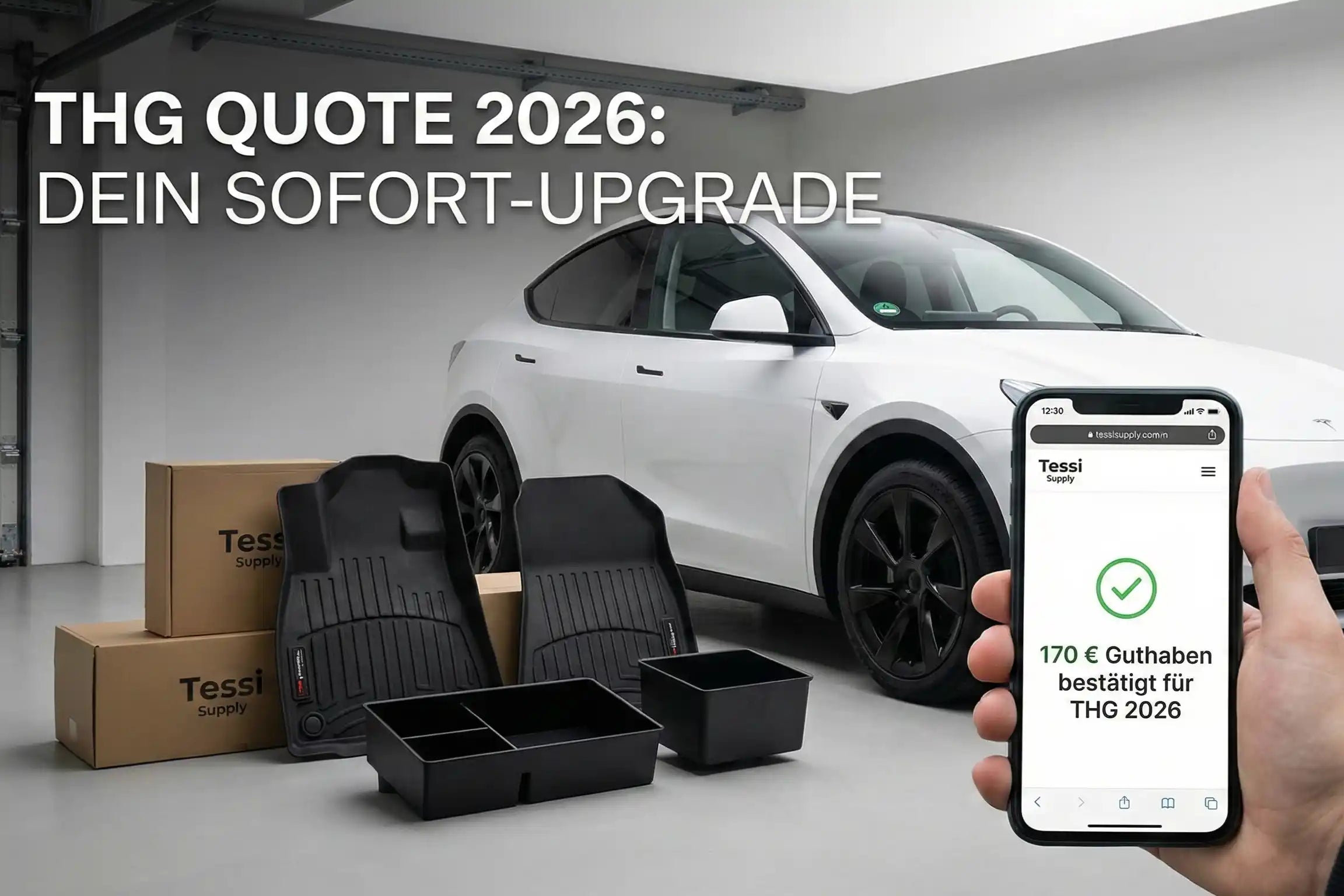 Tesla Model Y vor Gummimatten