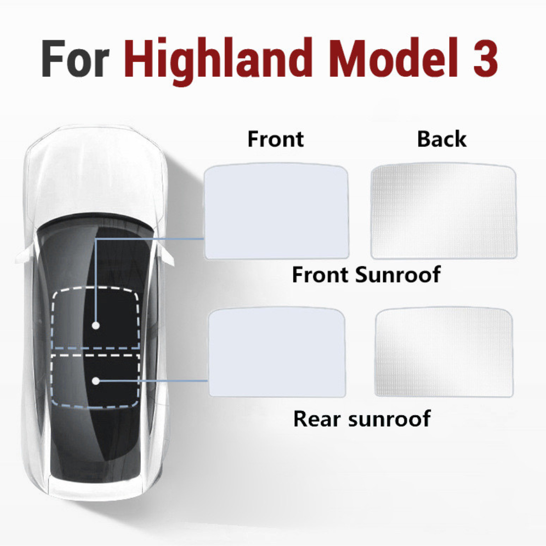 Model 3 Highland Sonnenschutz & Sonnenblende (Hellgrau)
