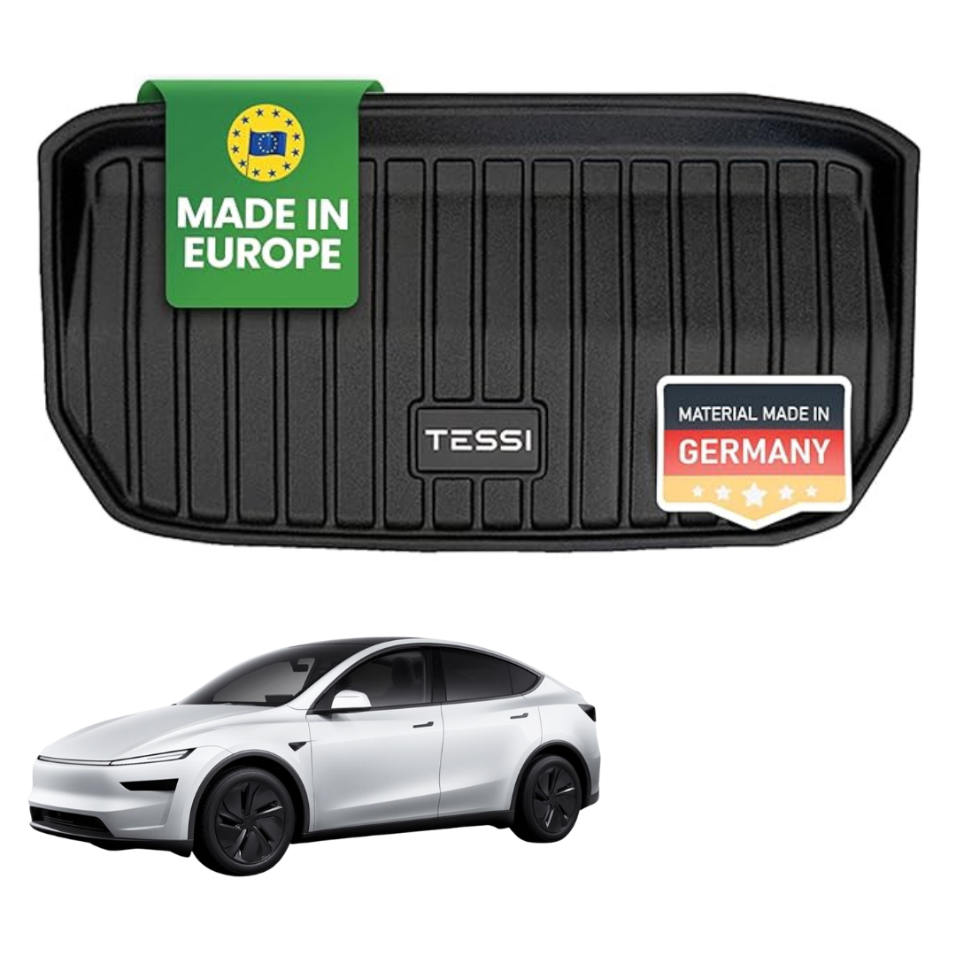 Tesla Model Y 2025 Premium Gummimatte Frunk (vorderer Kofferraum) – Tessi® Greenline | 77 % Recycling, Made in EU, wasserdicht & passgenau