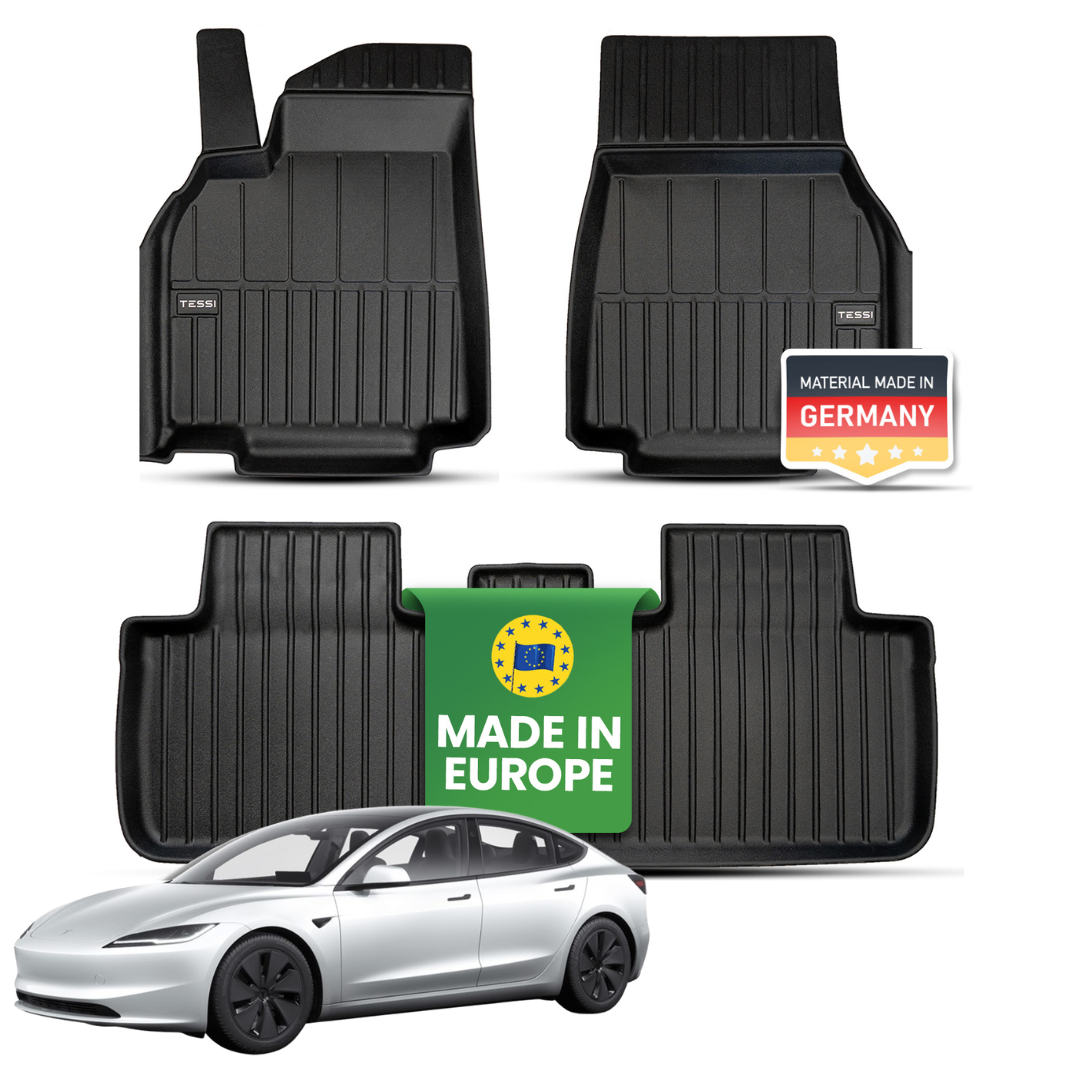 Tesla Model 3 Highland 3-teiliges Gummimattenset Innenraum Tessi® Greenline 75% Recycling Material