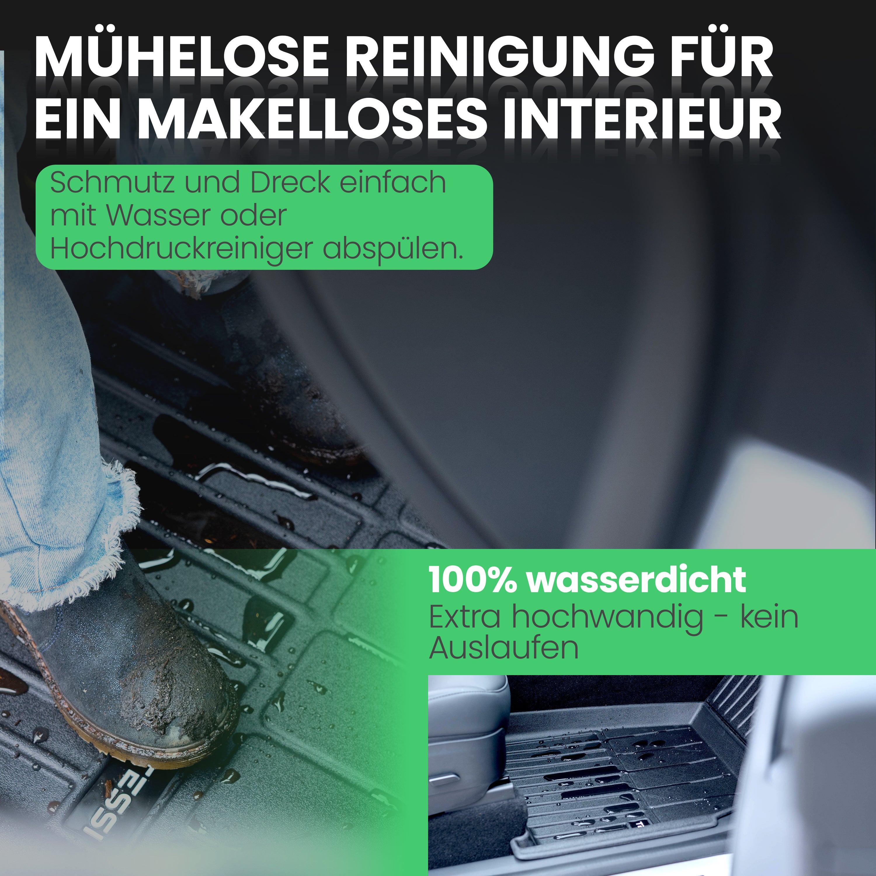 B-Ware Tesla Model 3 Highland 5-teiliges Premium Gummimattenset Tessi® Greenline 75% Recycling Material
