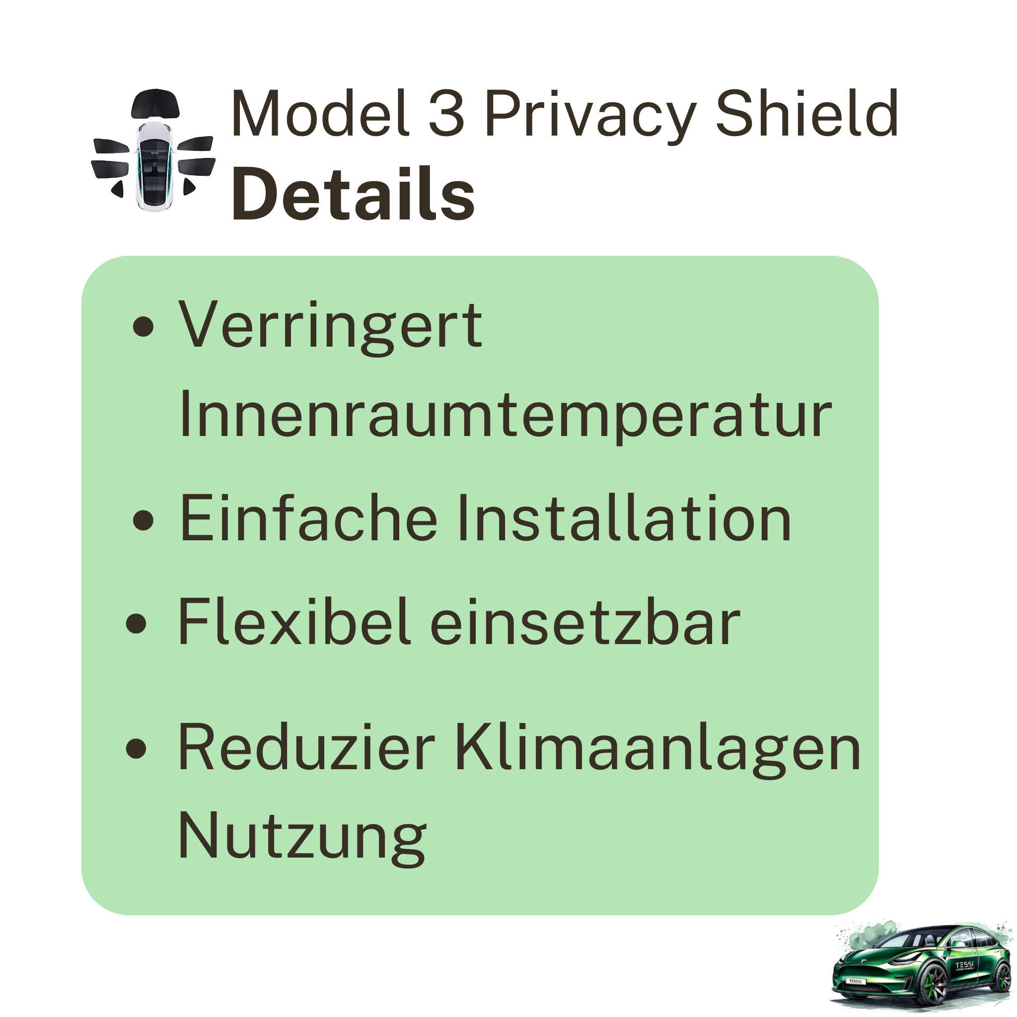 Sonnenschutz/Privacy Shield Tesla Model 3 7-Teilig