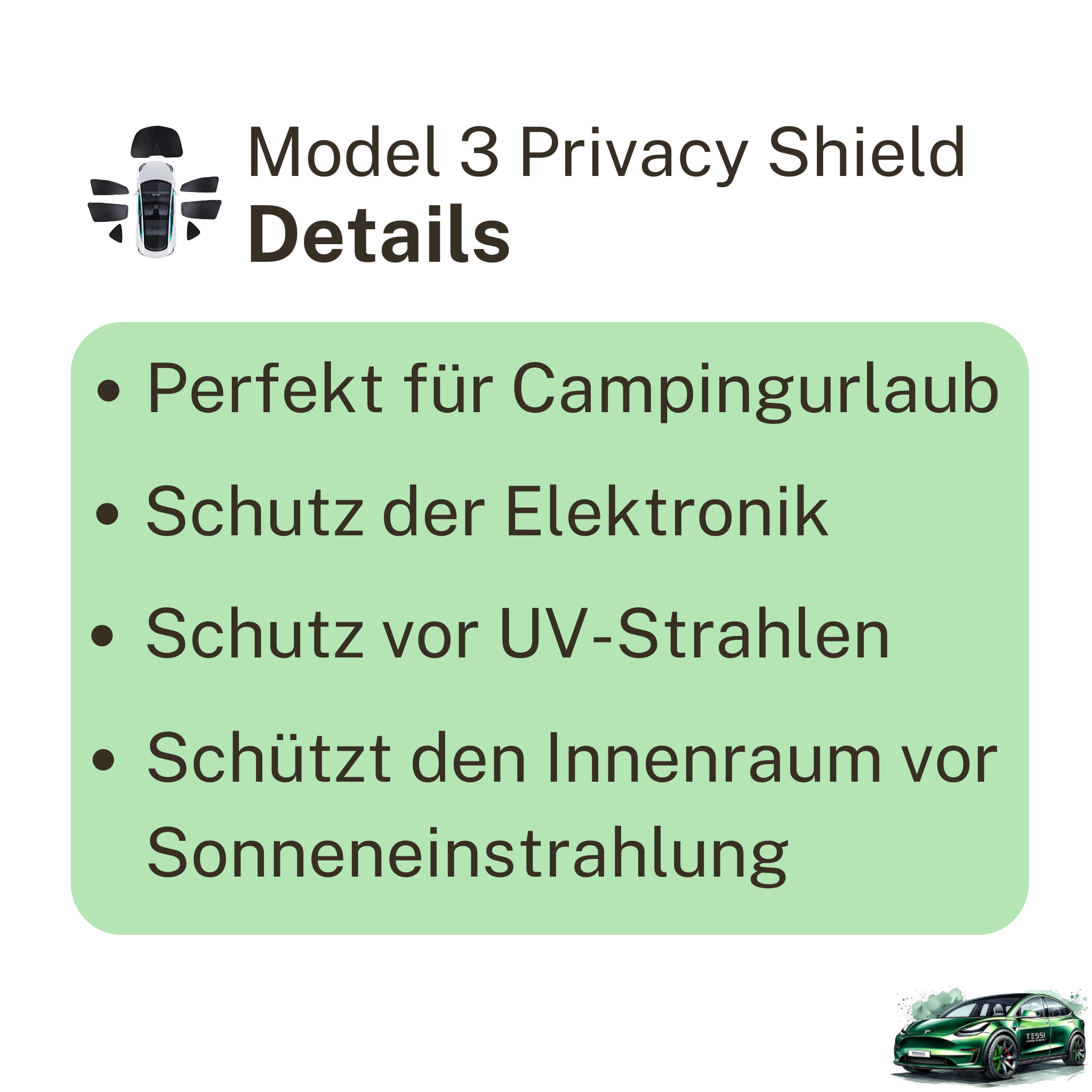 Sonnenschutz/Privacy Shield Tesla Model 3 7-Teilig