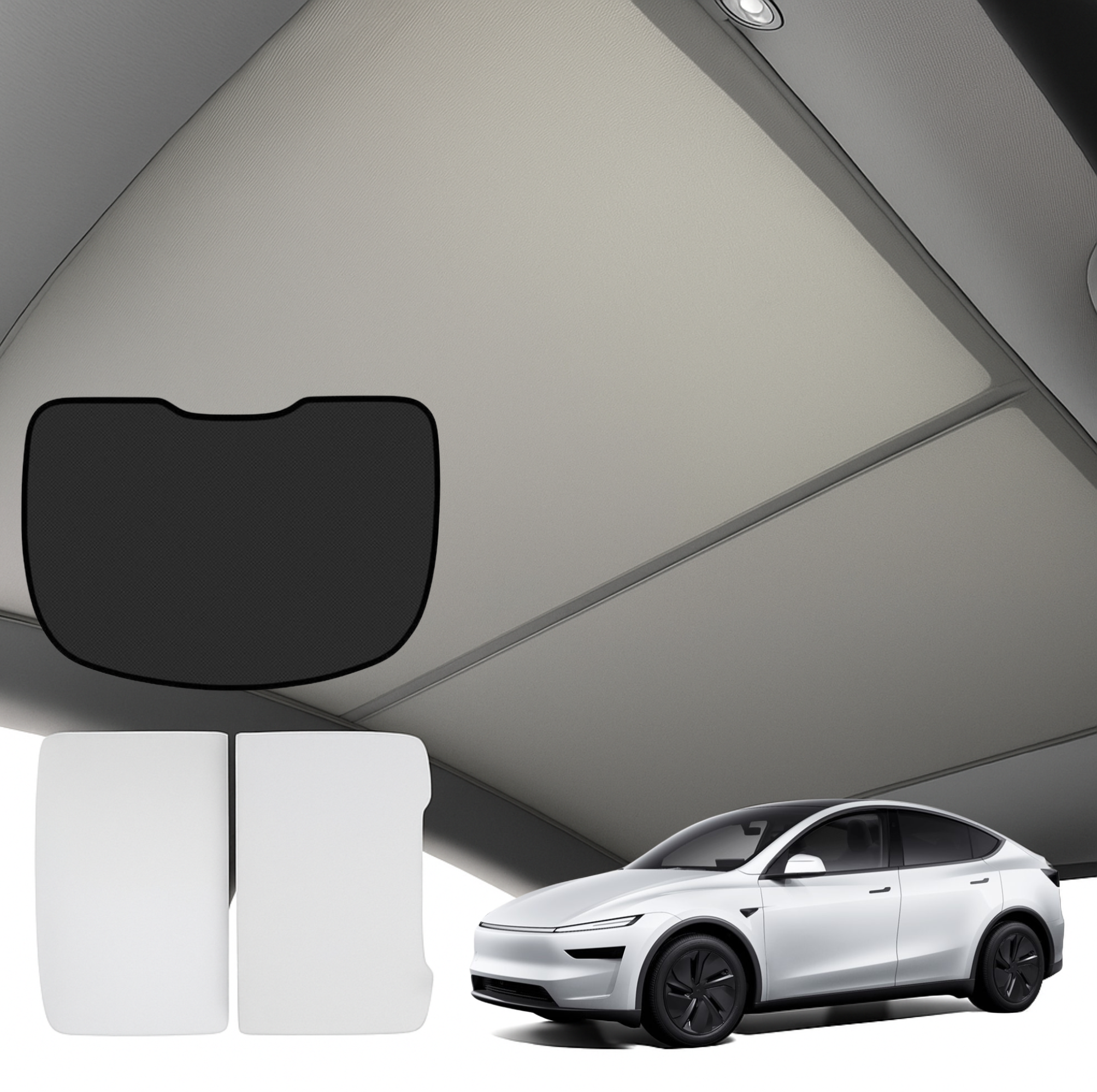 Tesla Model Y Juniper Sonnenschutz-Set mit UV-Schutz (Glasdach + Heckscheibe, faltbar)