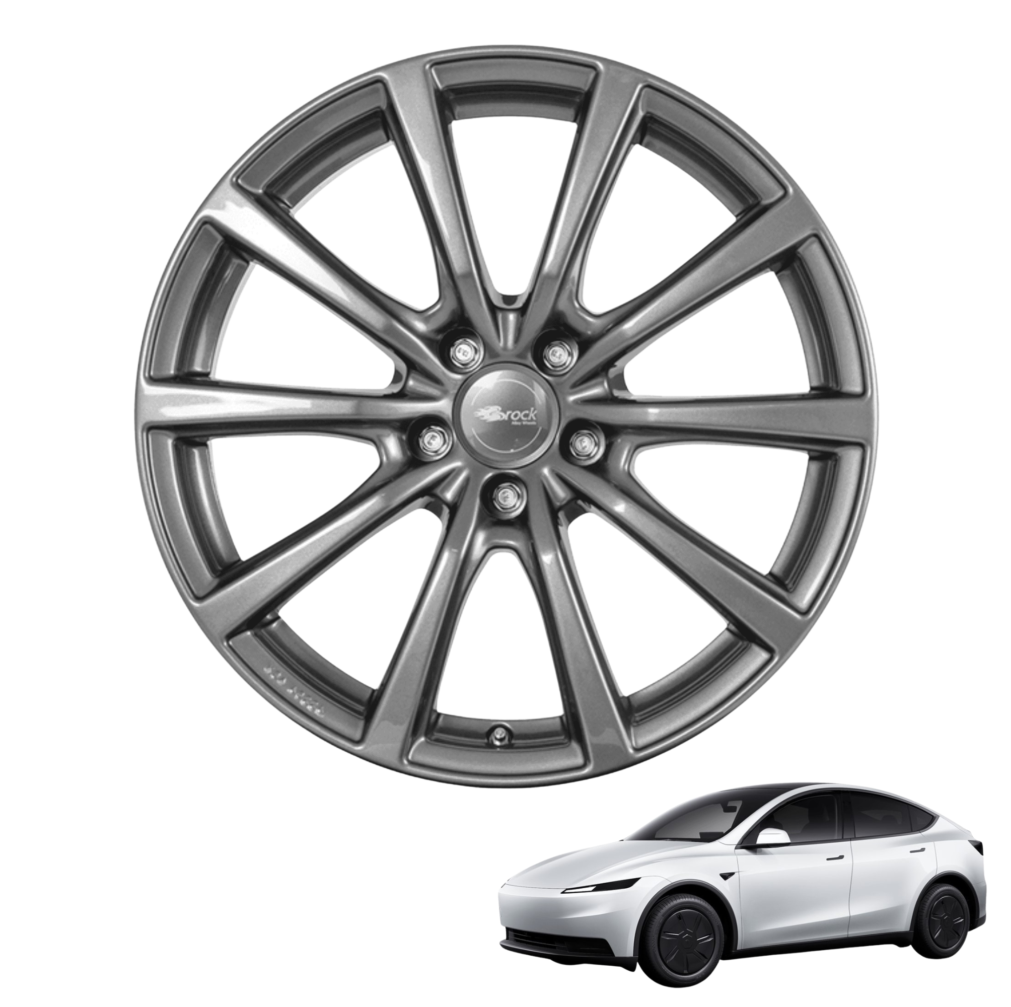 Tesla Model Y Juniper Standard 18-Zoll Komplettrad Brock B32 Titan Metallic LIMITIERTES ANGEBOT(4 Stück)