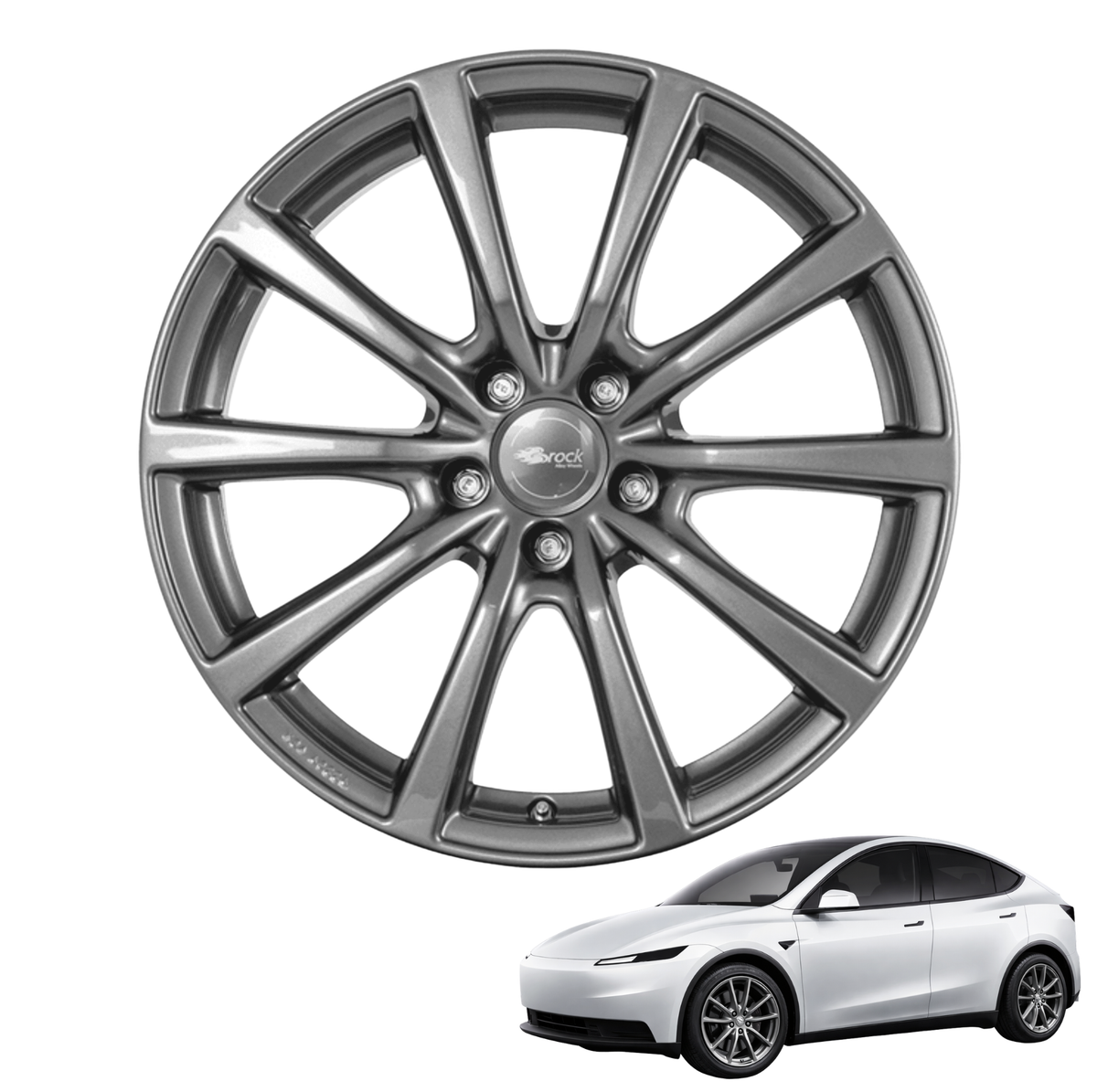 Tesla Model Y Juniper Standard 18-Zoll Komplettrad Brock B32 Titan Metallic LIMITIERTES ANGEBOT(4 Stück)