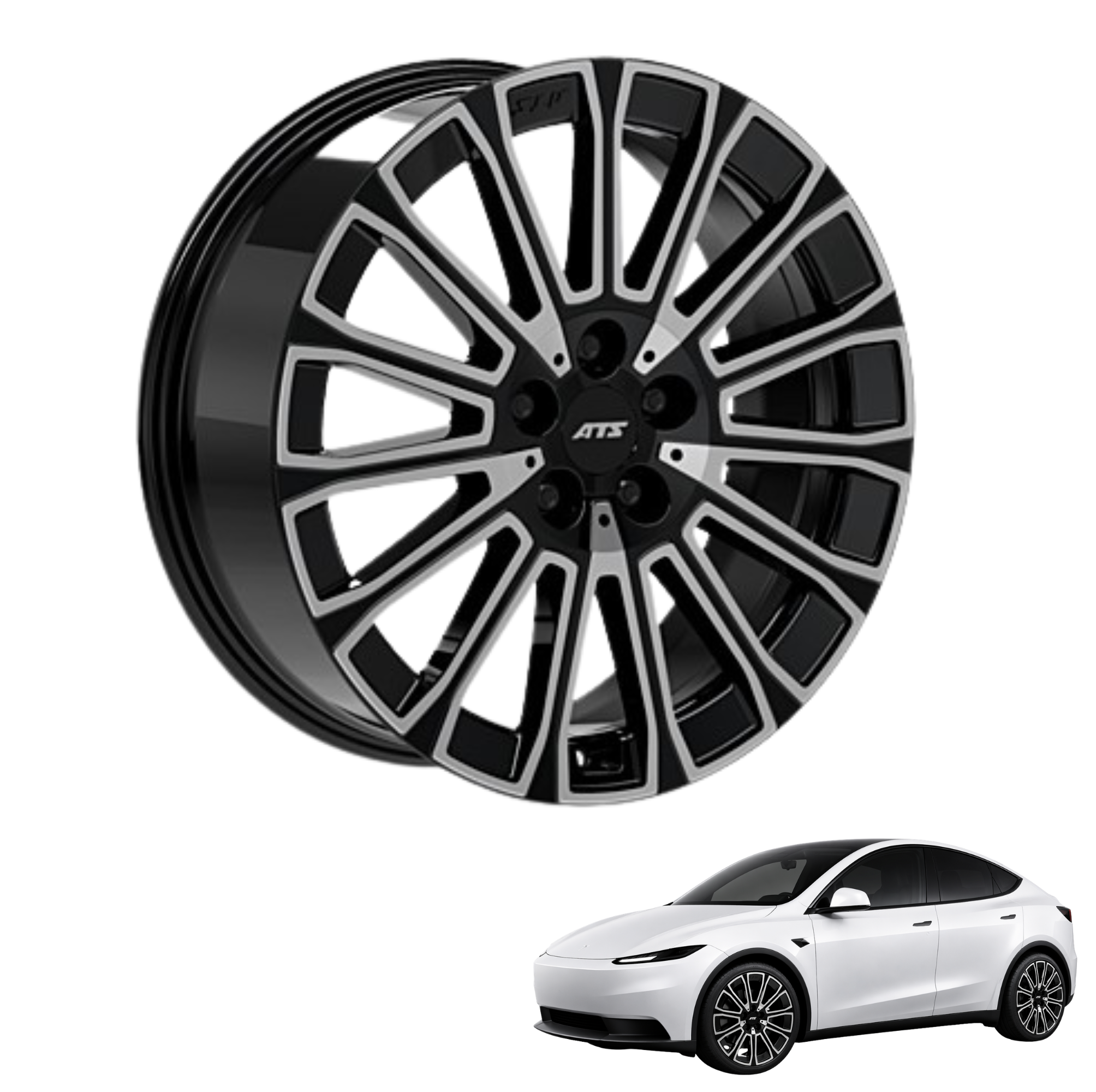 Tesla Model Y Juniper Standard 18-Zoll Komplettrad ATS Obsession, diamond-black frontpolished (4 Stück)
