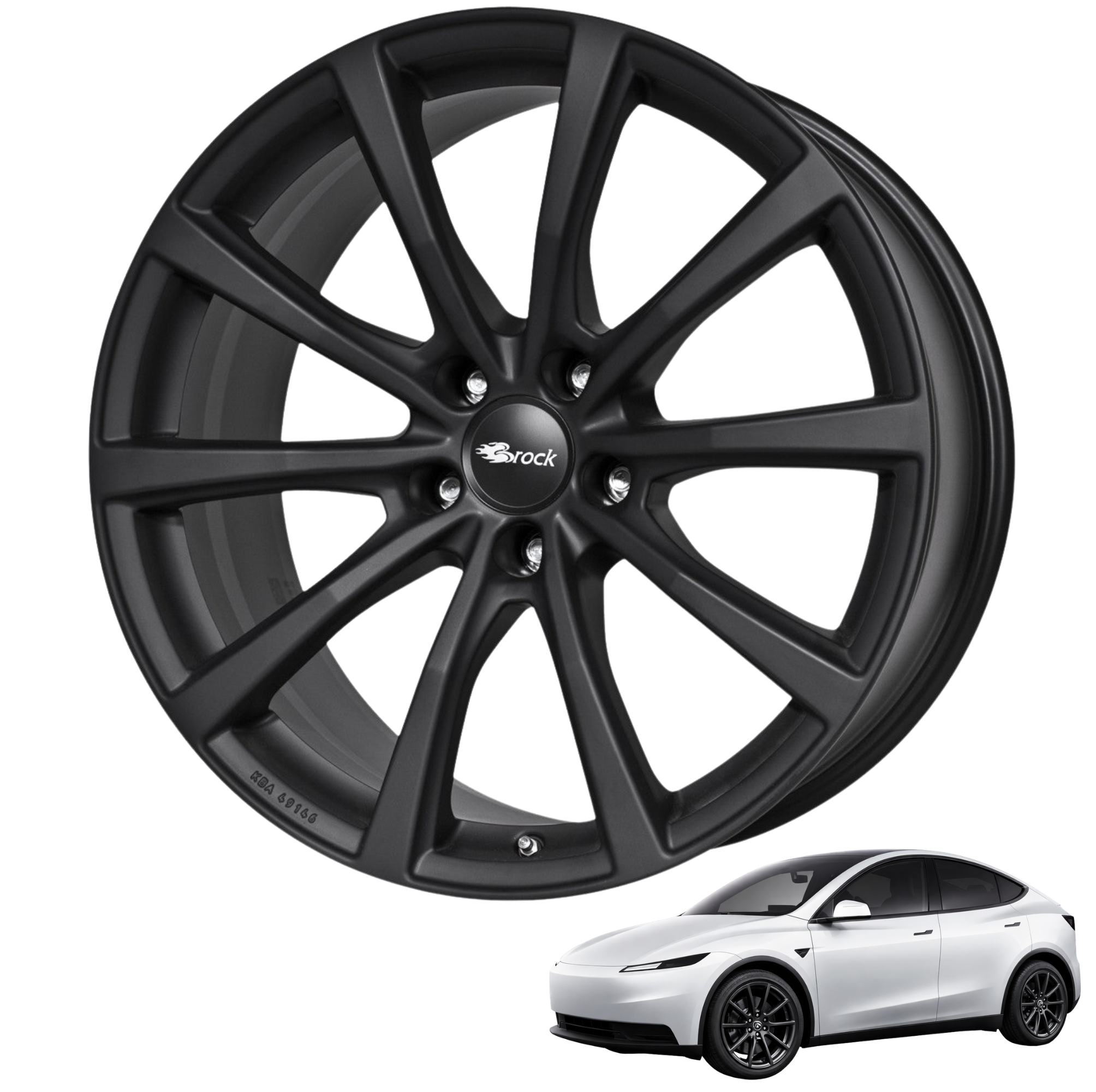 Tesla Model Y Juniper Standard 18-Zoll Komplettrad Brock B32 Schwarz Matt (SKM) LIMITIERTES ANGEBOT (4 Stück)