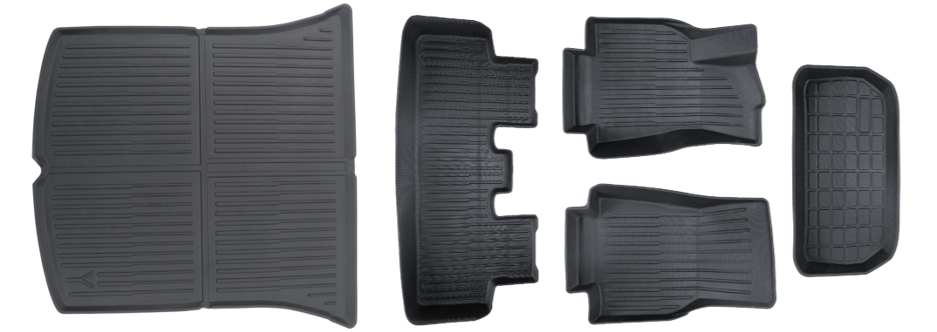 Model Y Gummimatten 5-Teilig Komplettset Fußmatten, Frunk und Trunk