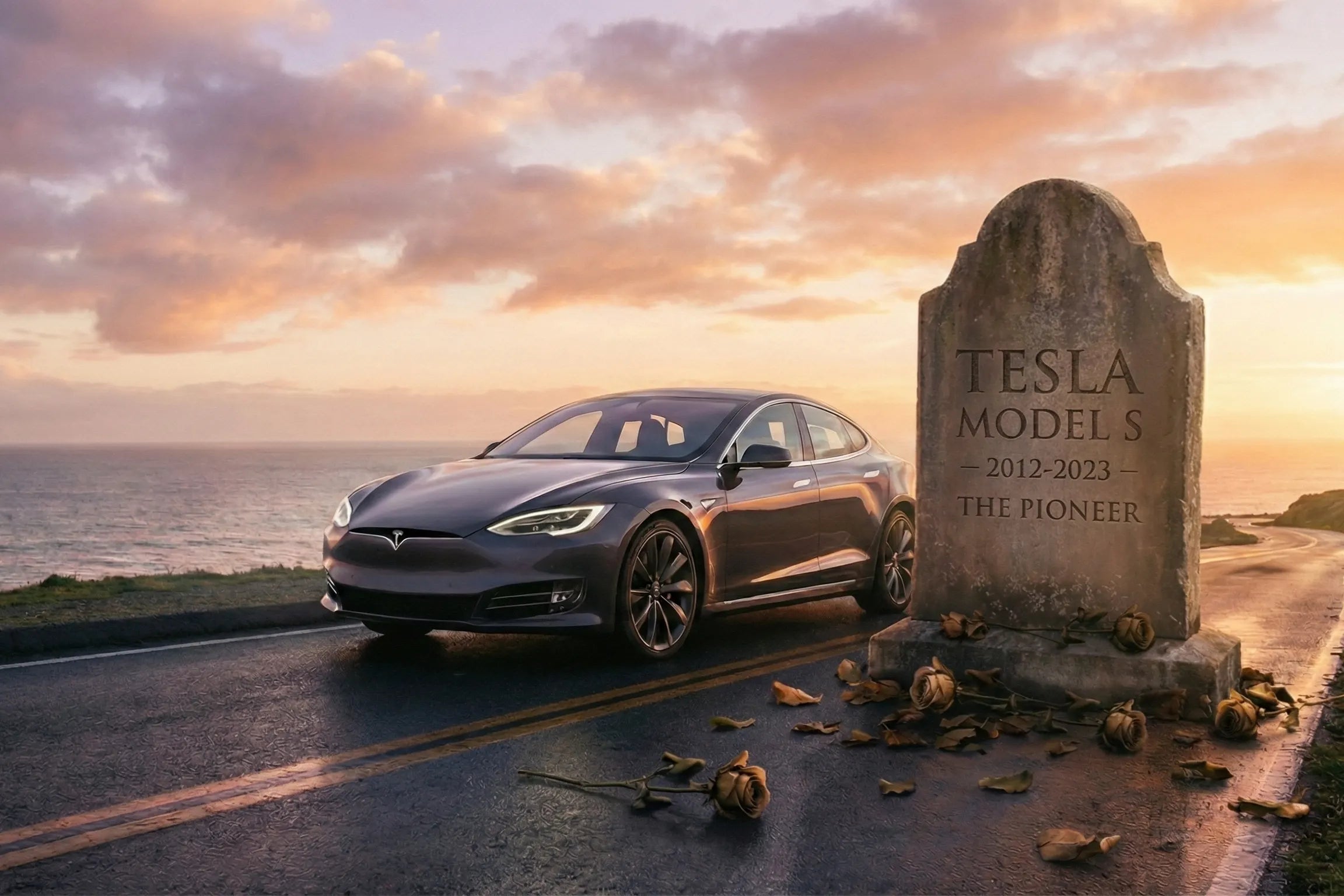 Model S mit Grabstein