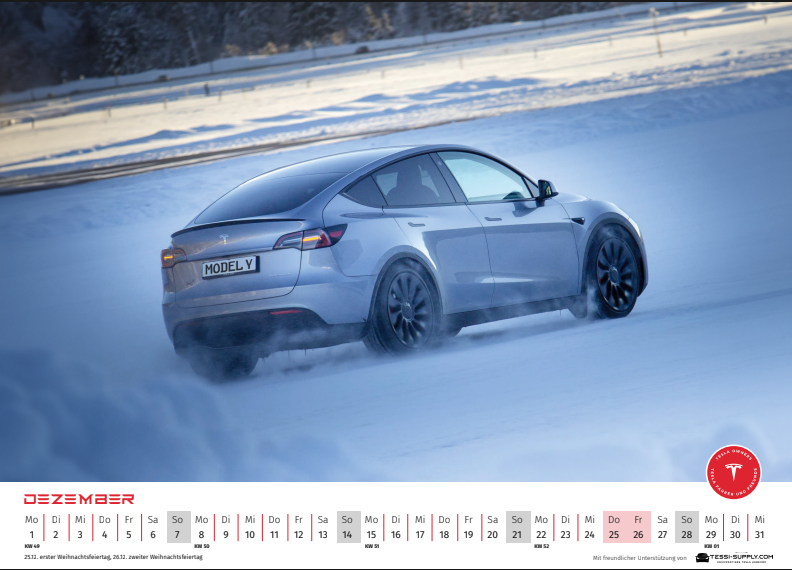 Tesla Kalender 2025 TFF x TESSI