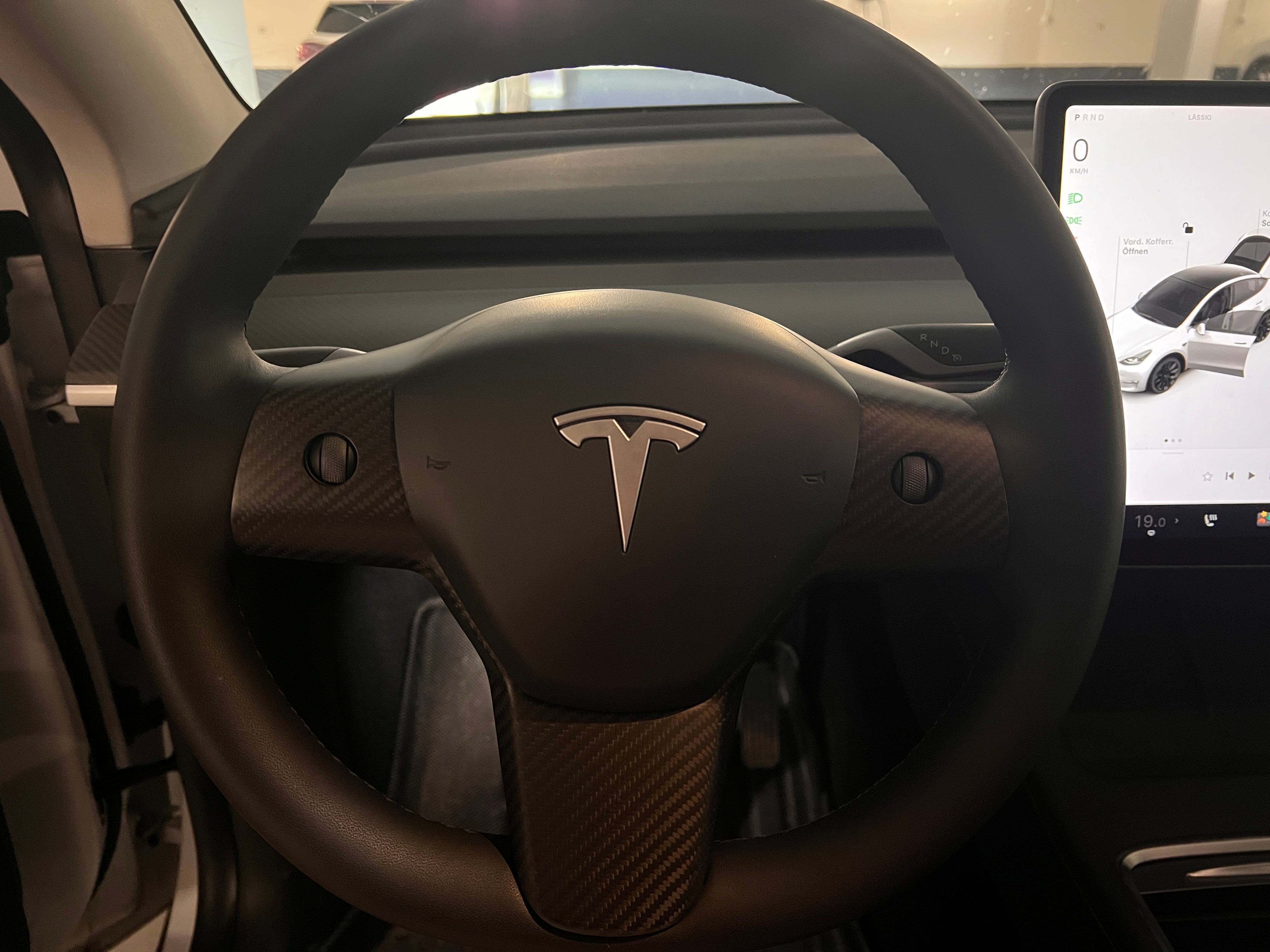 Echt Matt Carbon Lenkrad Blenden 3 Teilig Performance für Tesla