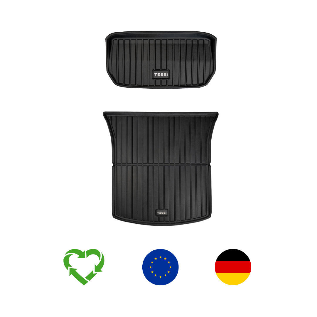 Tesla Model 3 Highland Gummimatten Kofferraum-Set TESSI® Greenline (hinten und vorne)