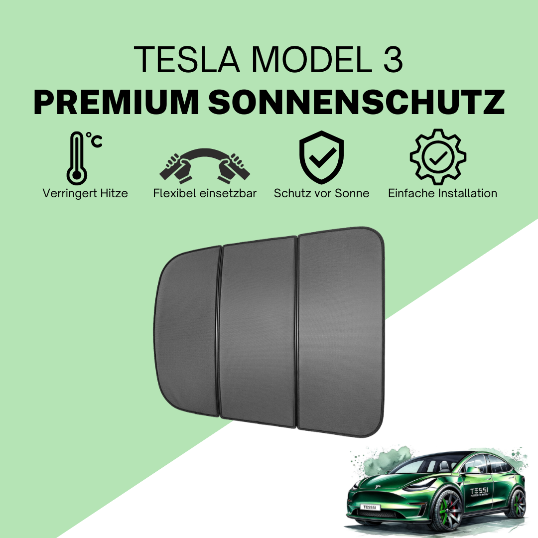 Tesla Model 3 Premium Sonnenschutz Glasdach TESSI® Greenline (Made in Germany)