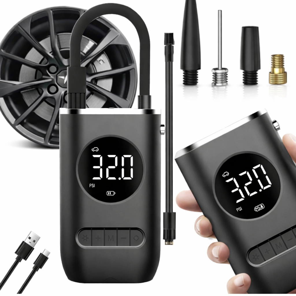 Multifunktions‑Batteriepumpe für Auto – Tragbar mit Batterie (Auto, Fahrrad)