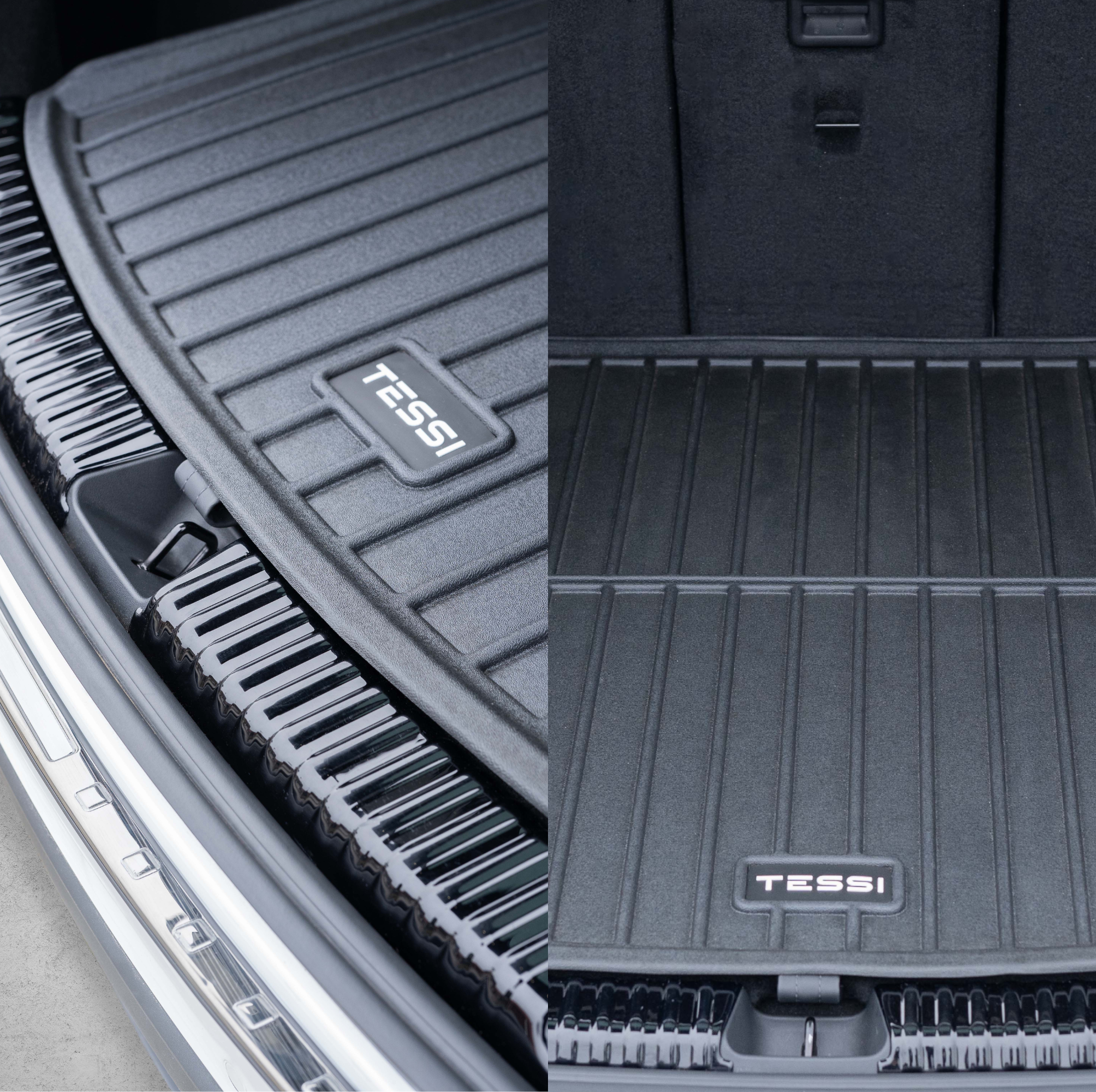 Tesla <tc>Model Y</tc> trunk rubber mat trunk tessi® greenline 75% recycling material