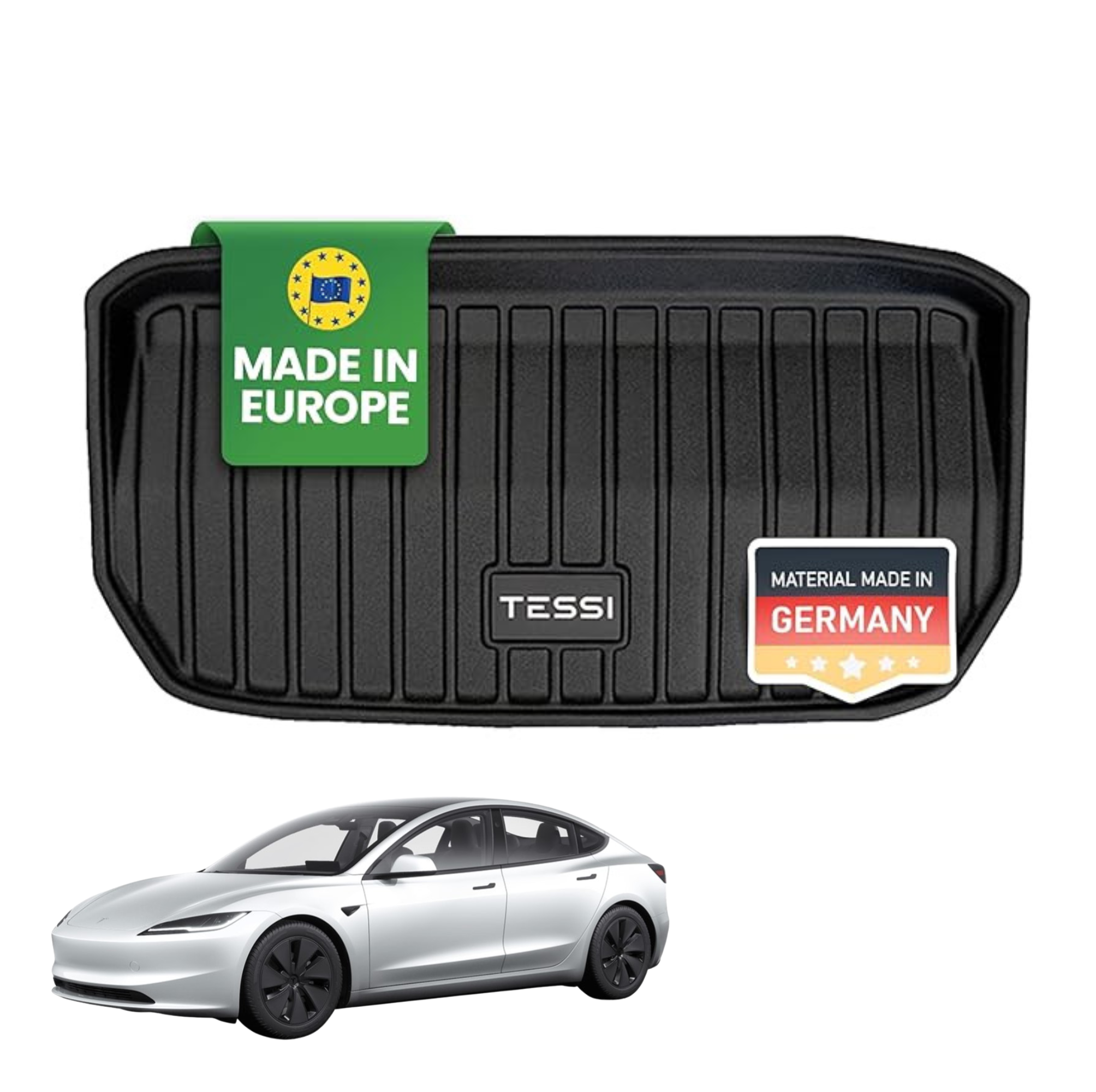 Tesla Model Y Rubberen mat frunk (voorste stam) Tessi® Greenline 75% recyclingmateriaal