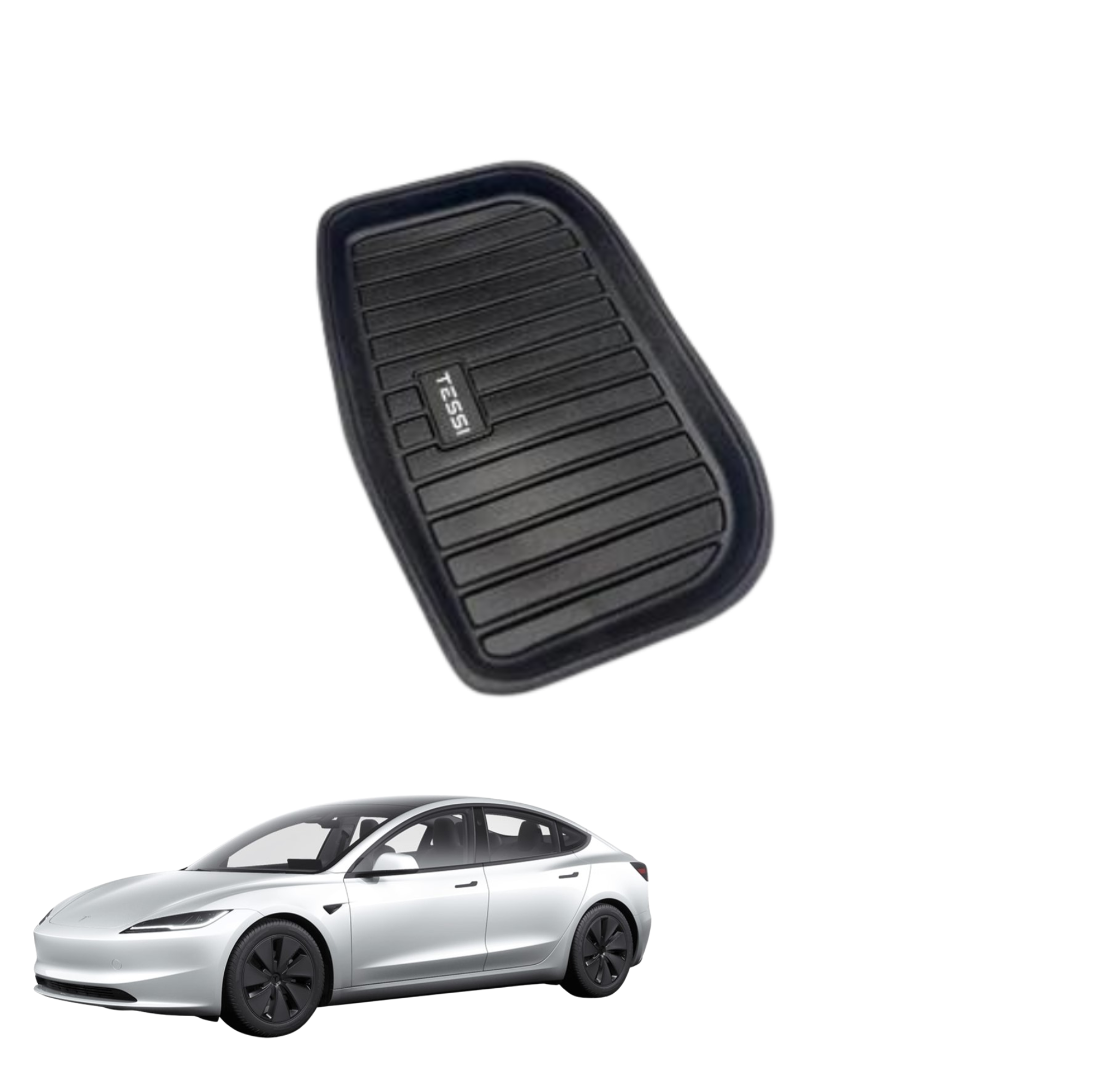 Tesla Model Y Cable Mat (klein drankje hieronder) Tessi® Greenline 75% recyclingmateriaal