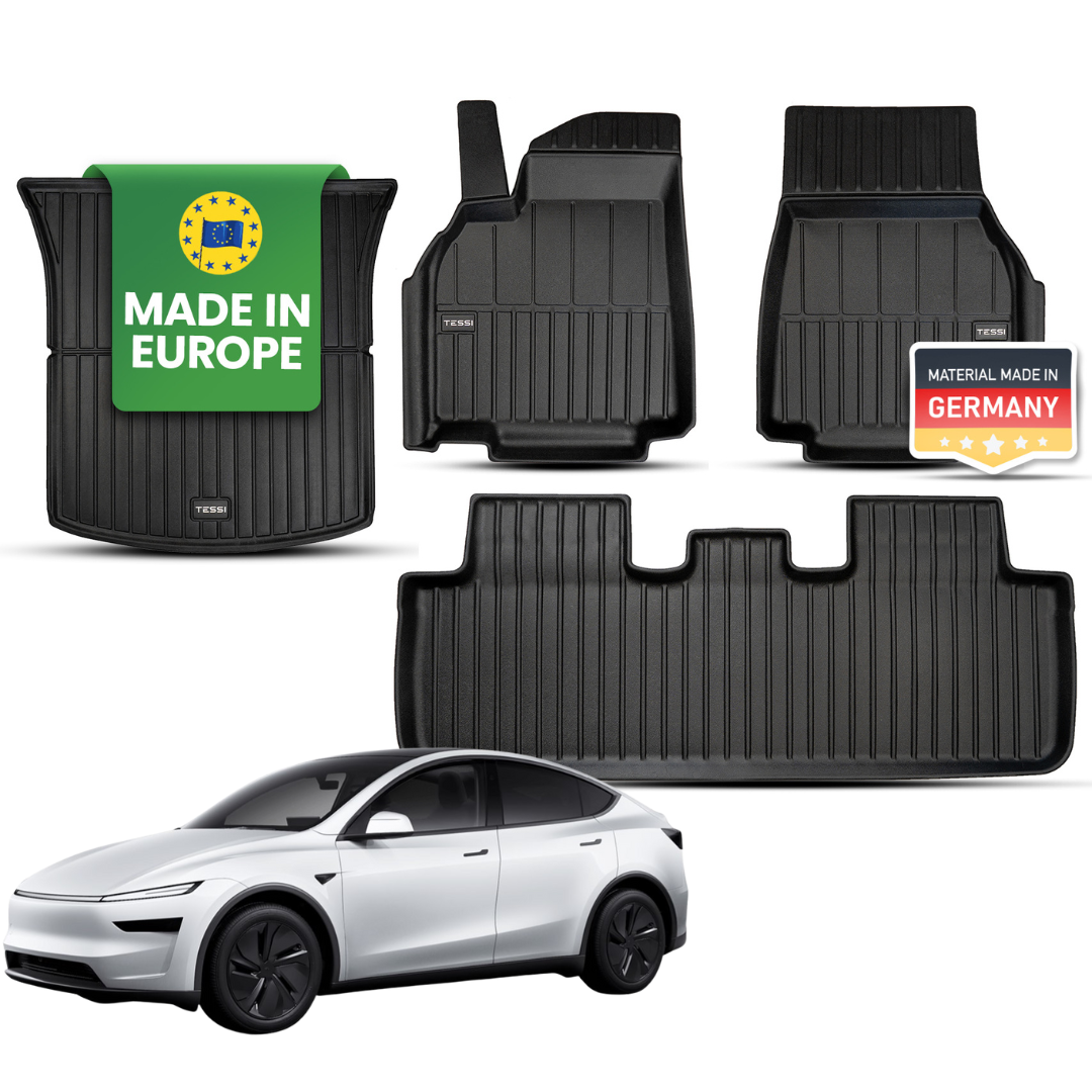 Tesla Model Y 2025 Juniper Premium Gummimatten – Tessi® Greenline 4-teiliges Set | 77 % Recycling, Made in EU, wasserdicht & passgenau