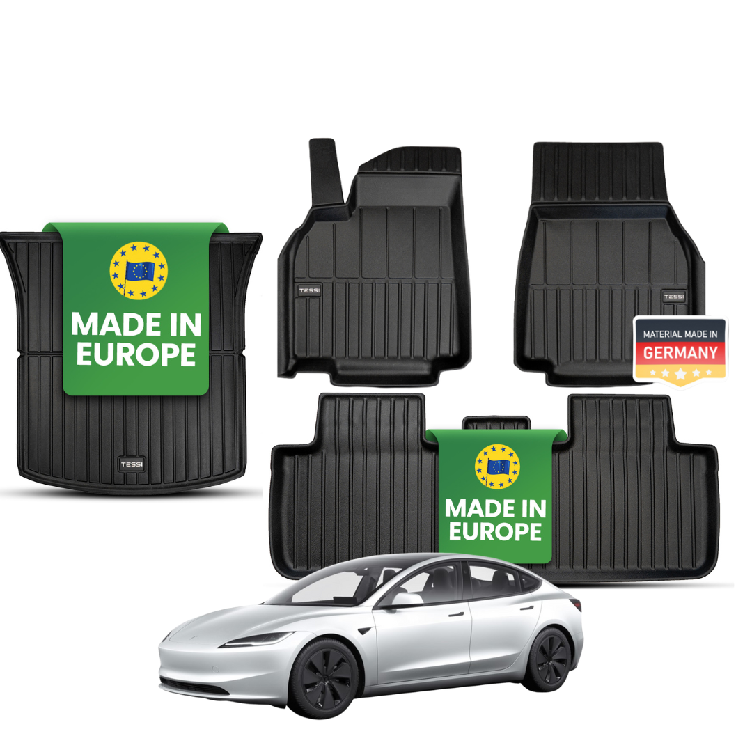 Tesla Model 3 Highland 4-teiliges Gummimattenset Innenraum Tessi® Greenline 75% Recycling Material
