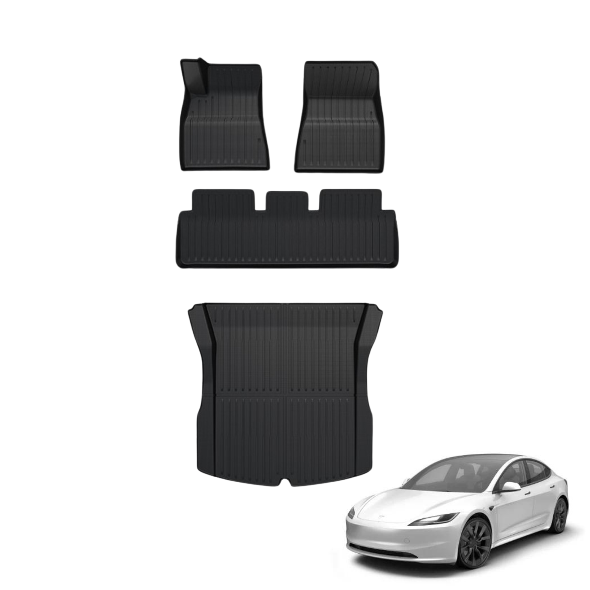 Tesla Model 3 2024 Highland Gummimatten 4-Teilig Hochwandig Allwettermatten