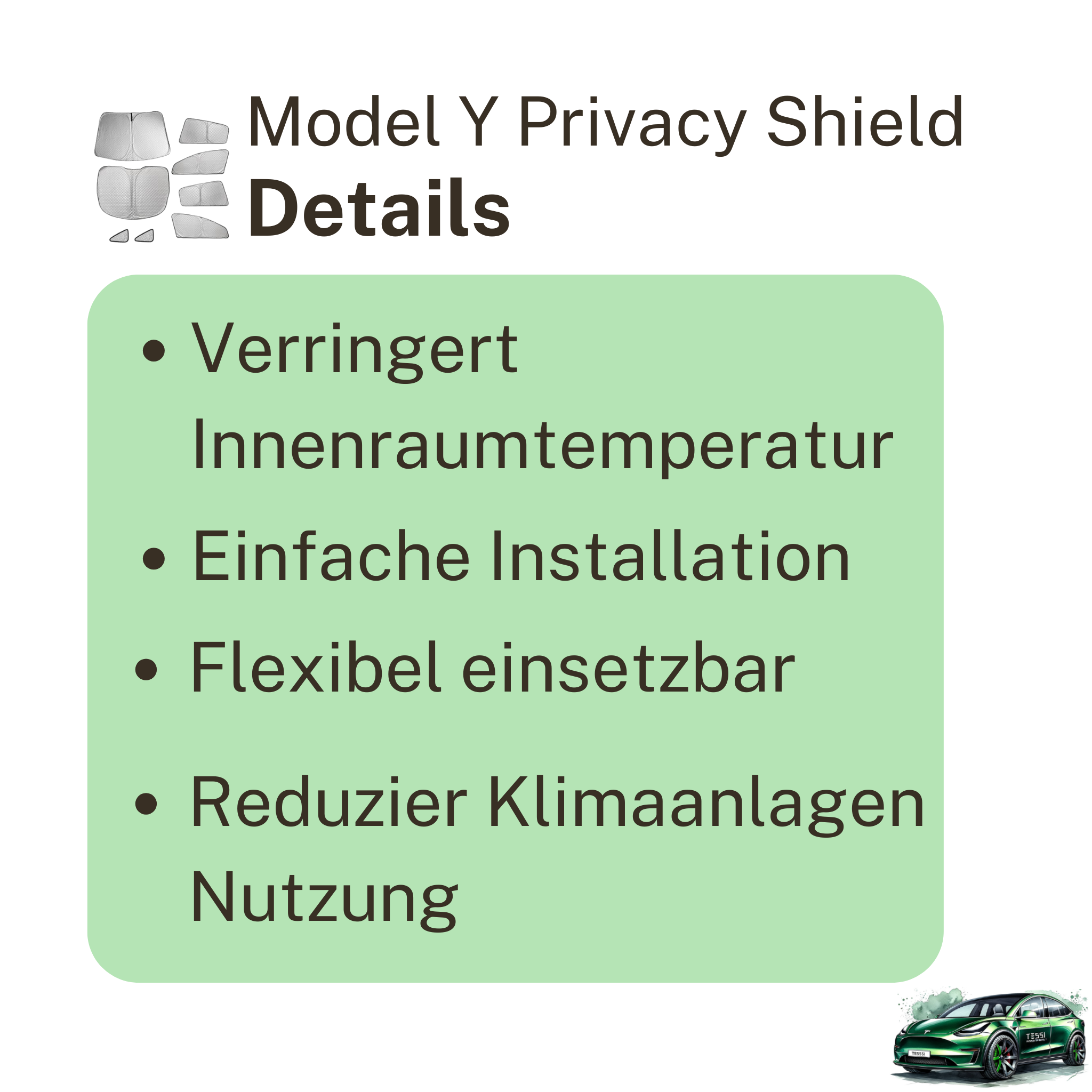 Sonnenschutz/Privacy Shield Tesla Model Y 8-Teilig
