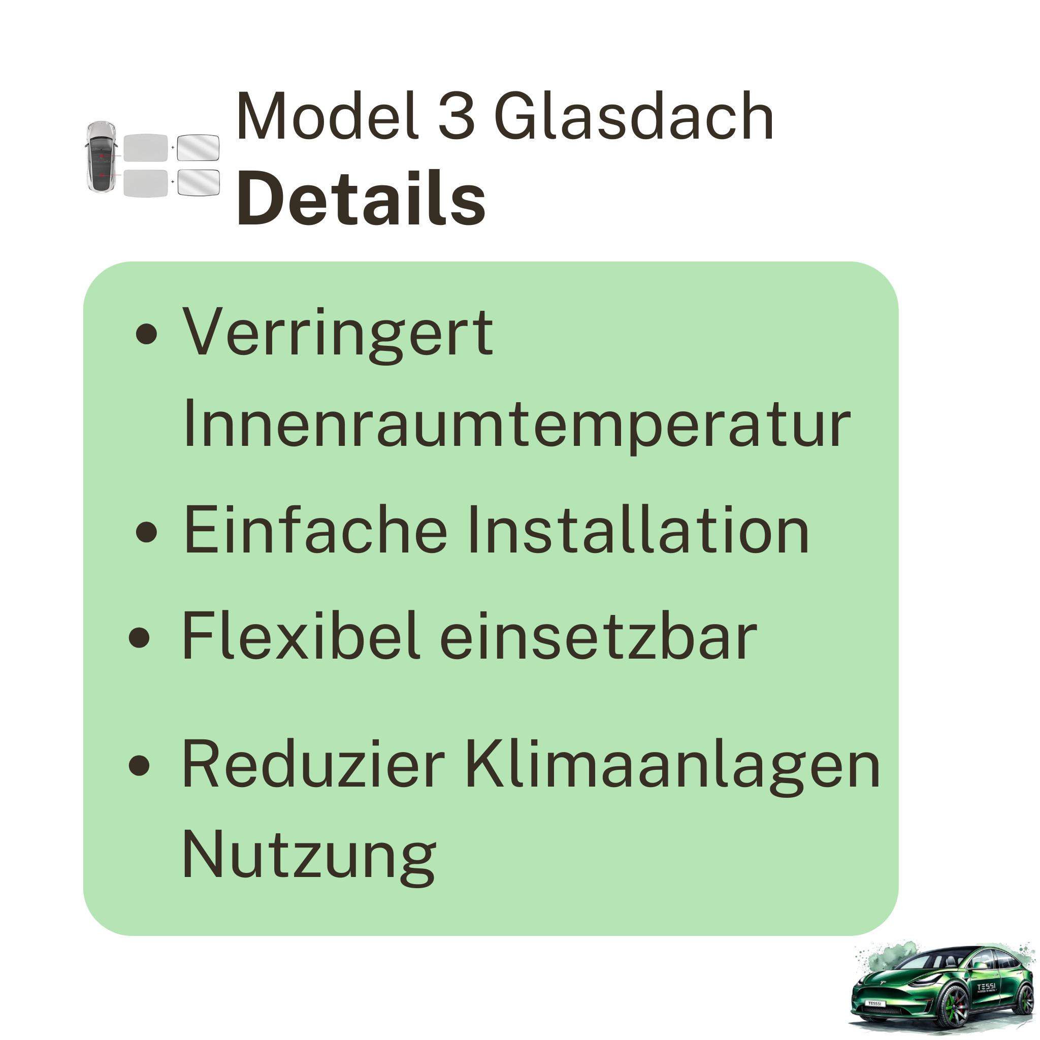 Model 3 Sonnenschutz & Sonnenblende (Hellgrau)