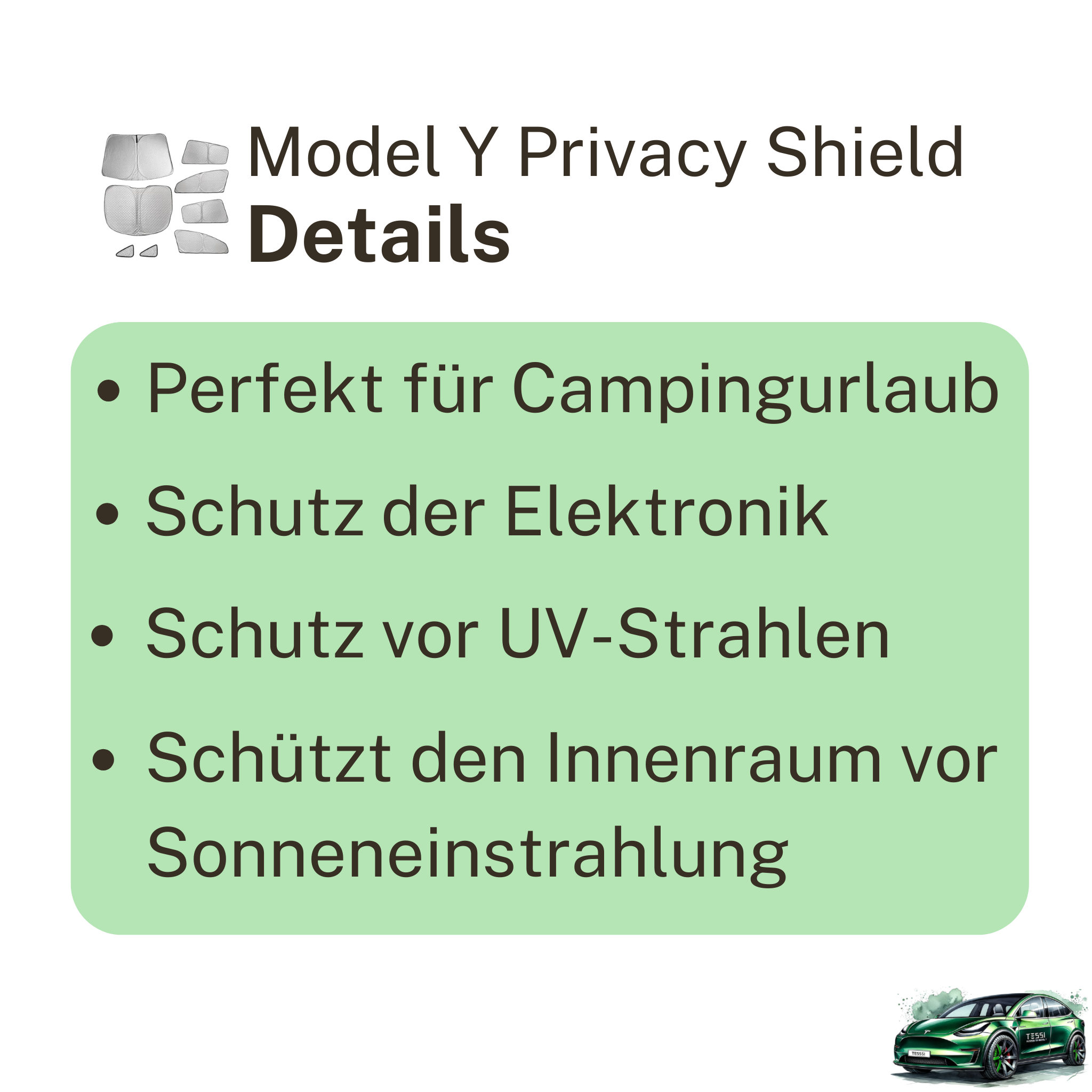 Sunshade/Privacy Shield Tesla Model Y 7-part