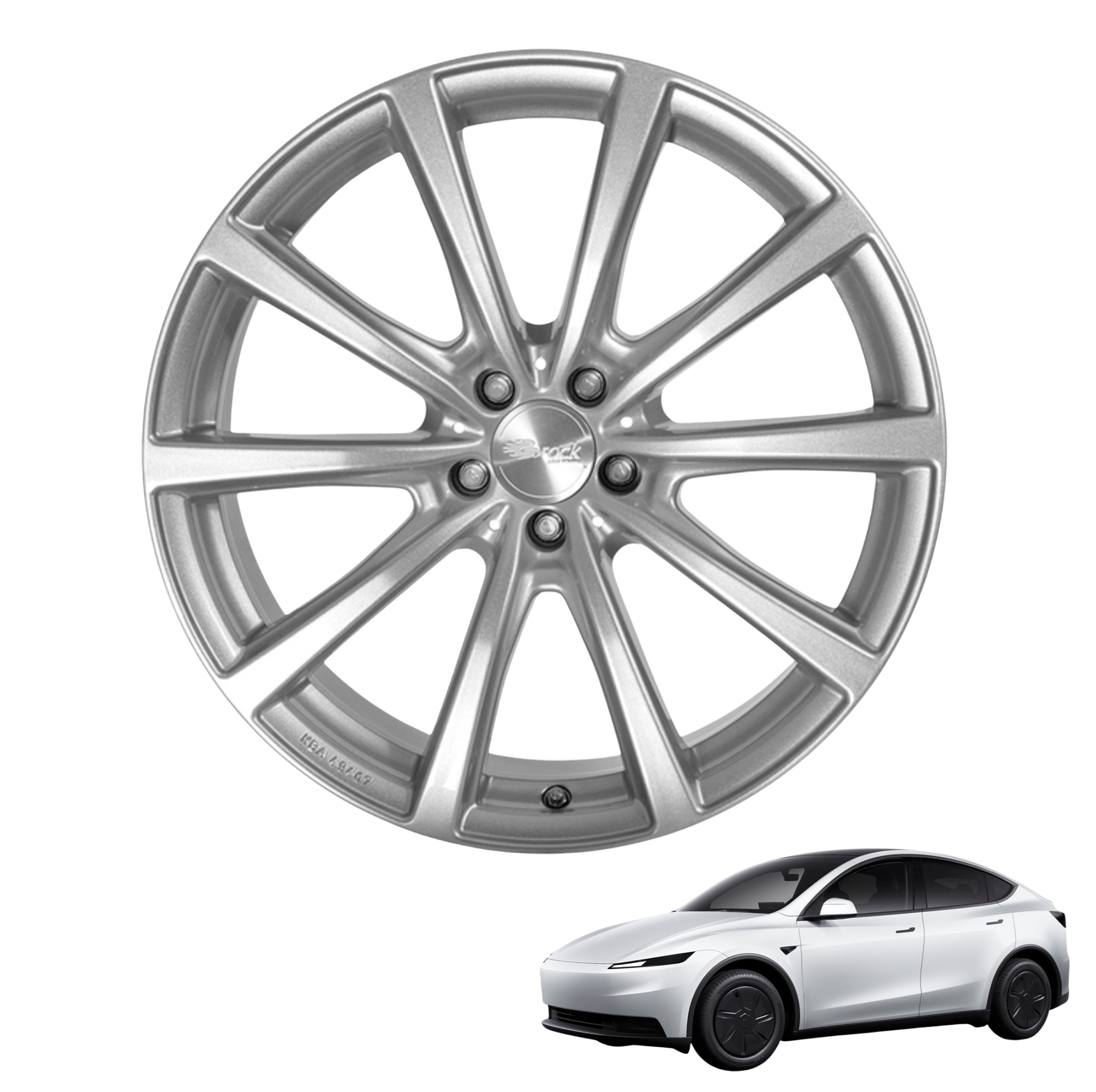 Tesla Model Y Juniper Standard 18-Zoll Komplettrad Brock B32 Kristallsilber LIMITIERTES ANGEBOT (4 Stück)