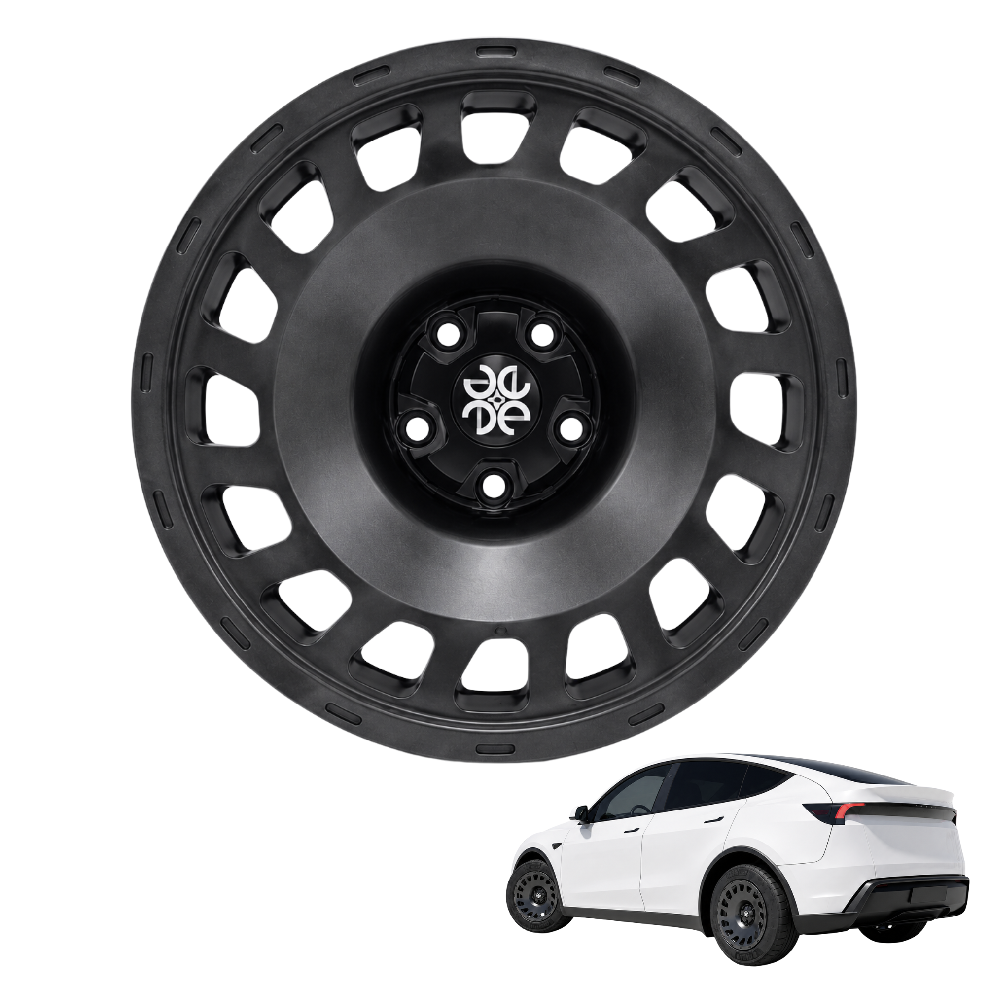 Tesla Model Y Juniper Standard ECE 18-Zoll Komplettrad Stahlfelge Erion 10 Grey Grau Matt (4 Stück)