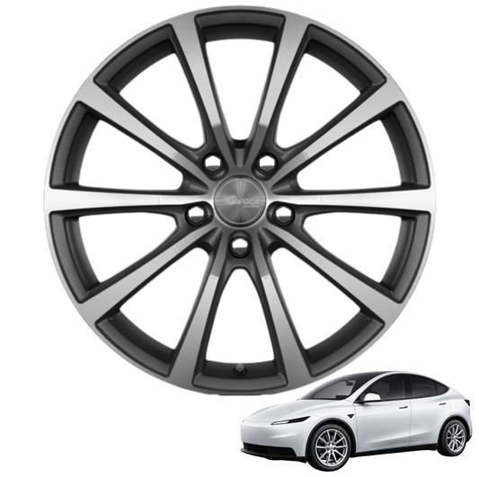 Tesla Model Y Juniper Standard 18-Zoll Komplettrad Brock B32 Himalaya Grey Poliert (4Stück)