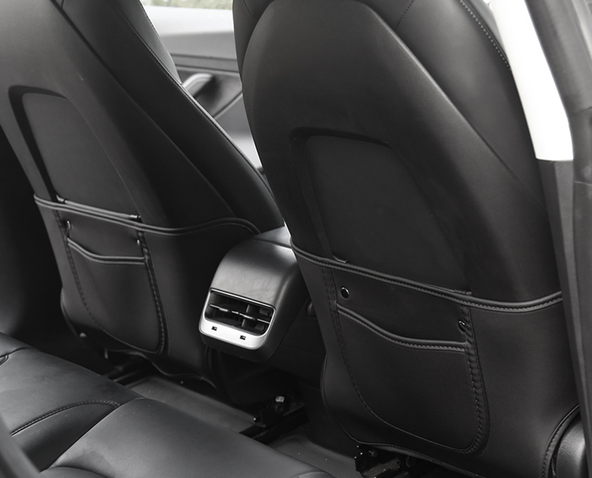 Tesla Model 3/Y protections de siège en cuir noir set (2pcs)