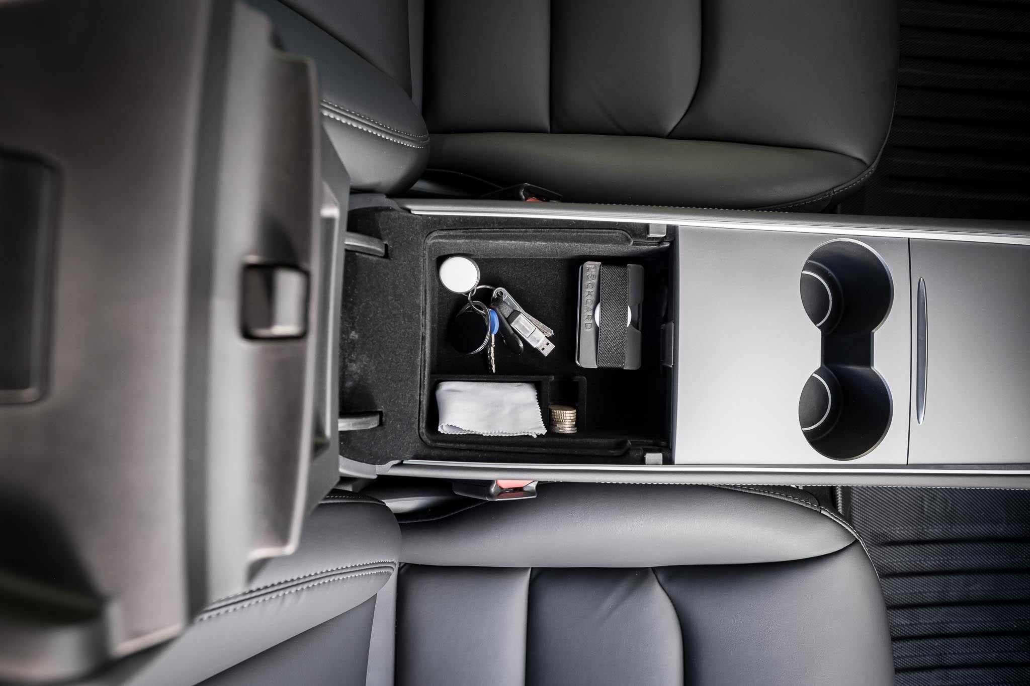 Beflockte Mittelkonsolen-Armlehnen-Aufbewahrungsbox, Organizer-Tablett mit  Federdruck für Tesla Model 3/Y 2021